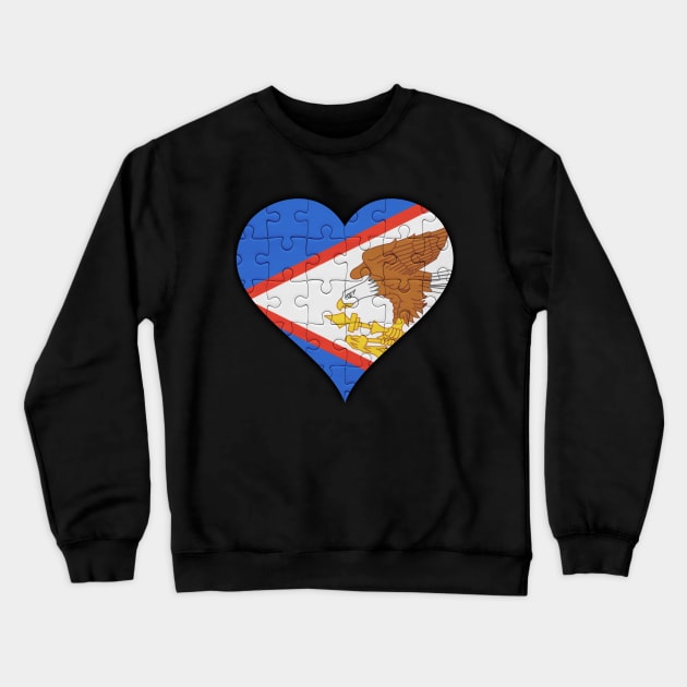 American Samoan Jigsaw Puzzle Heart Design - Gift for American Samoan With American Samoa Roots Crewneck Sweatshirt by Country Flags